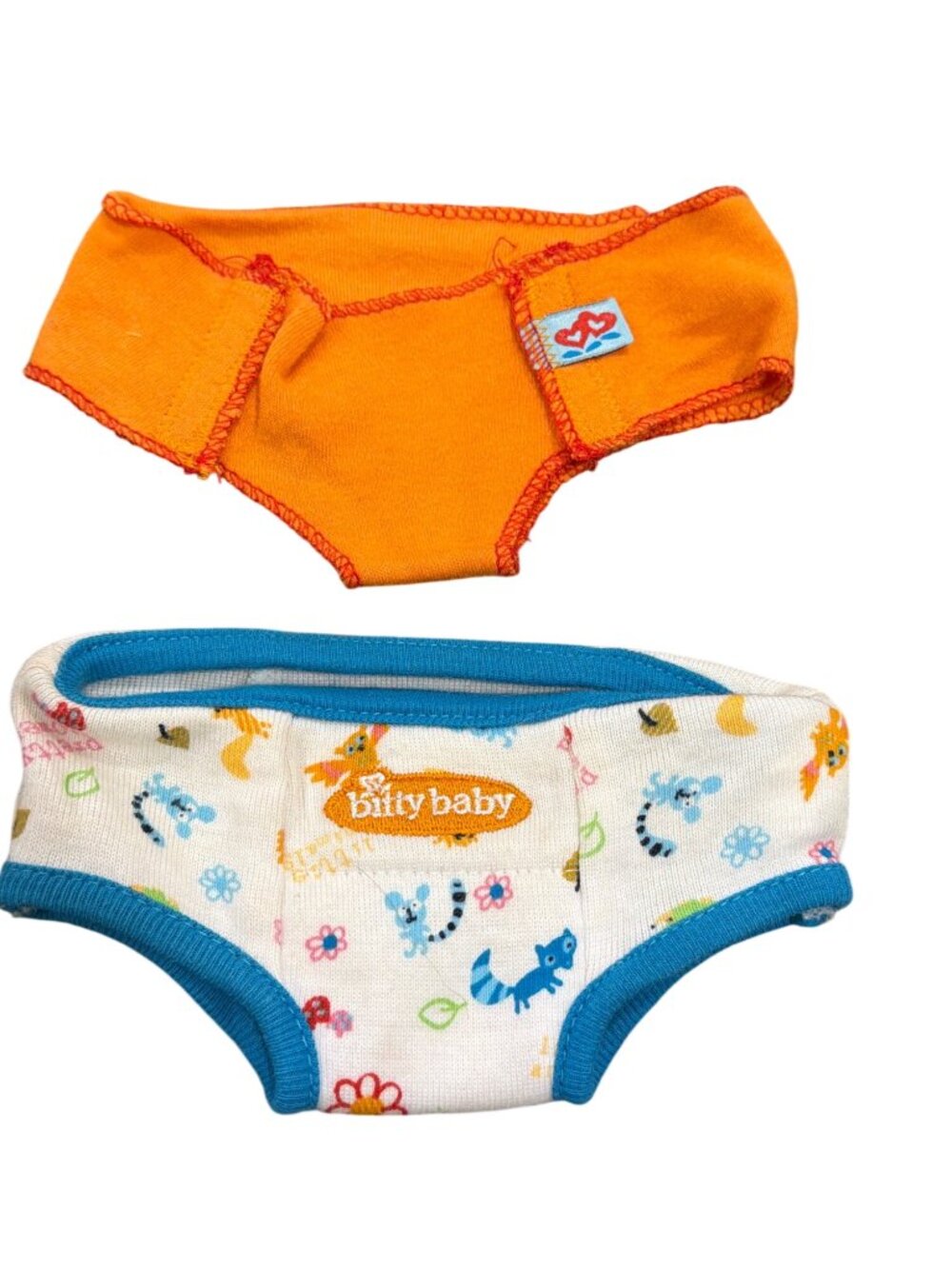 American Girl Bitty Baby Doll Potty Training Underwear Set Orange & Printed Cott